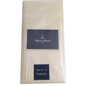 Villeroy & Boch Windsor Napkins 18x18" Beige Silver Sparkle Set of 4 Holiday